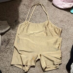 Beige Spaghetti Strap Romper